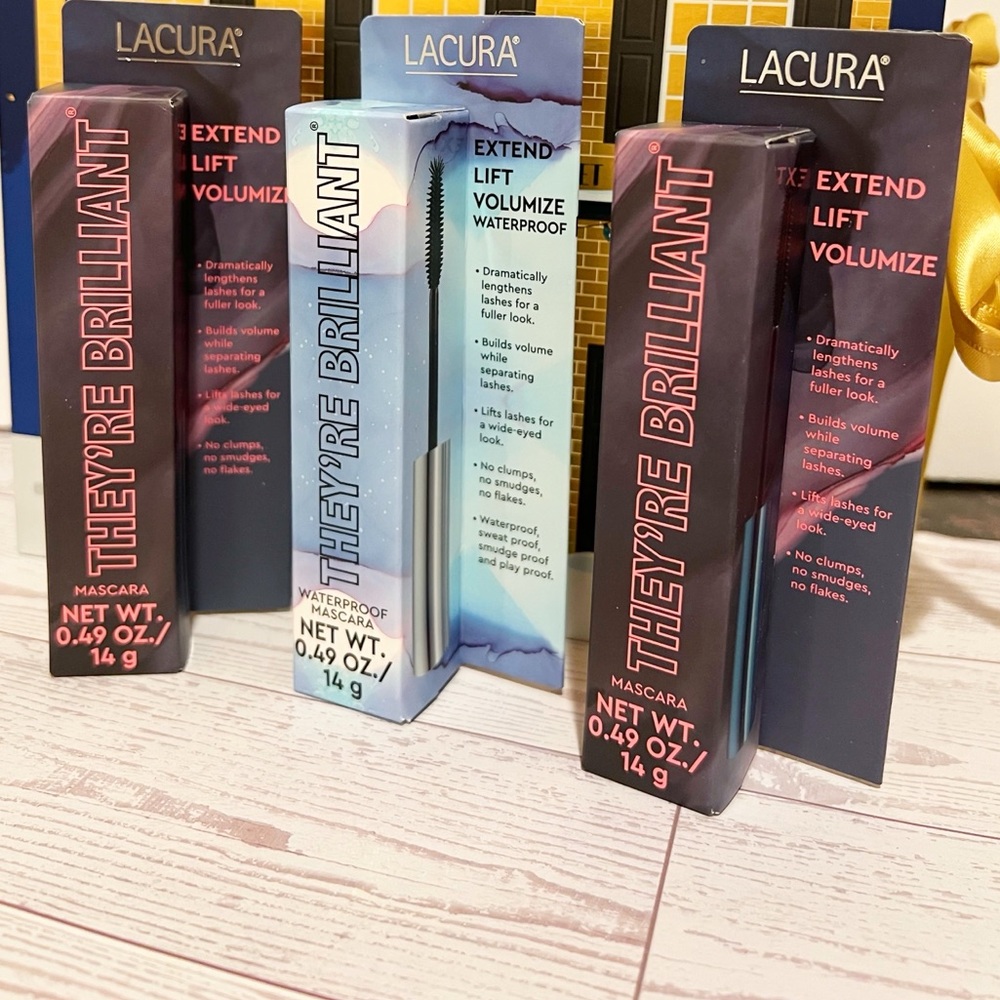 Lacura They're Brilliant Black Mascara Extend Lift Volume 3 Tubes New